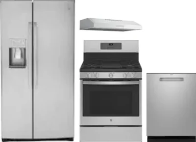 4 Piece Package Includes Refrigerator, Range, Hood And Dishwasher